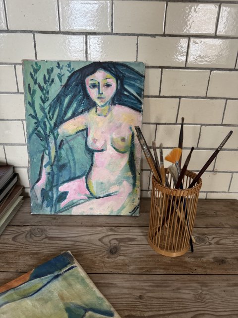 Kunstv�rk af en kvinde fra Lucca i Italien